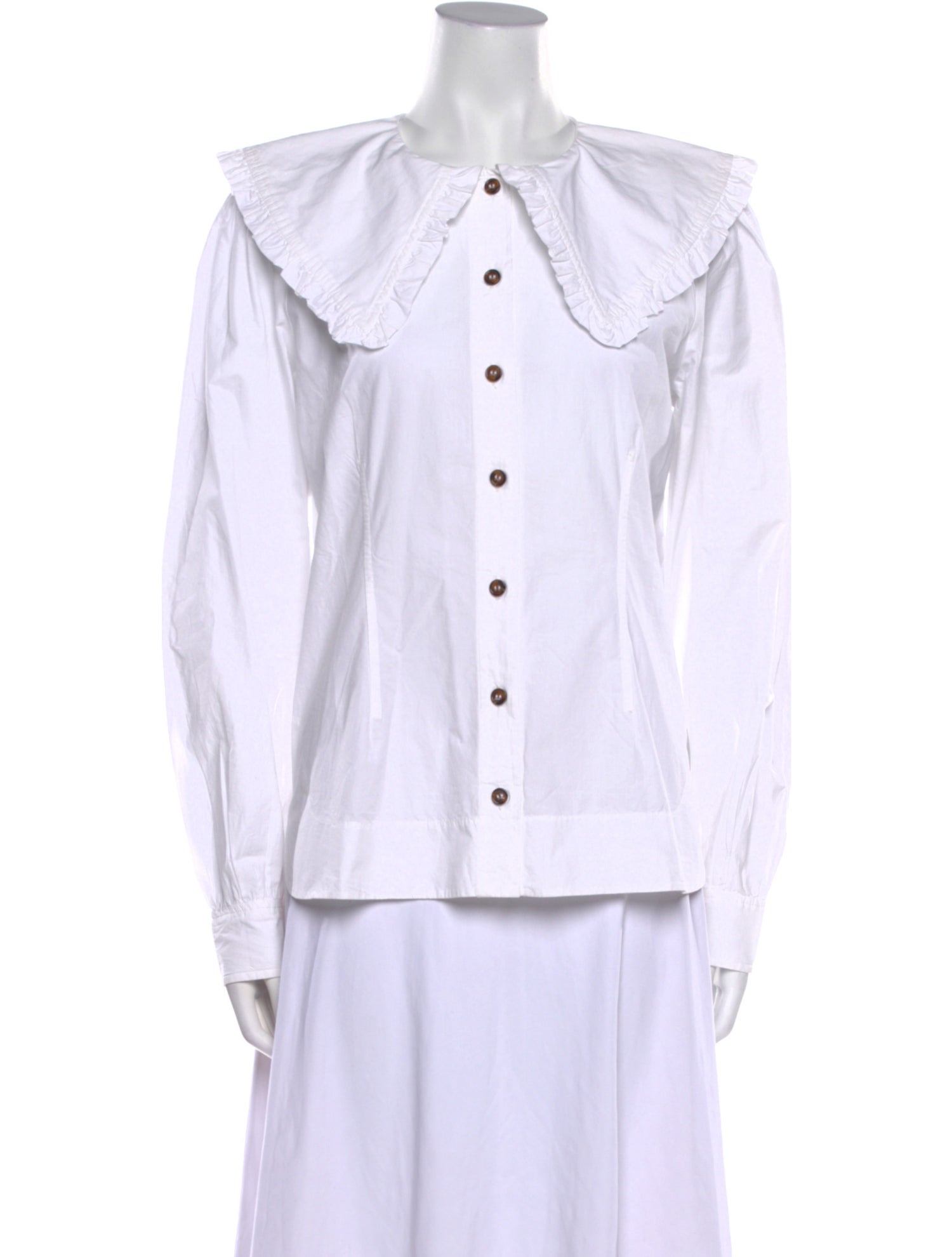 Ganni Long Sleeve Button-Up Top