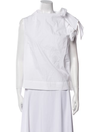 Ganni Bateau Neckline Short Sleeve Blouse