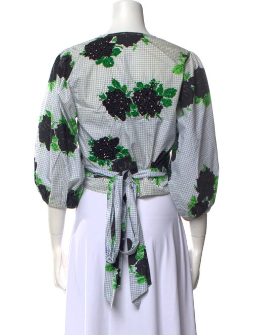 Ganni Floral Print V-Neck Crop Top