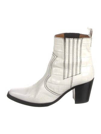 Ganni Embossed Leather Moto Boots
