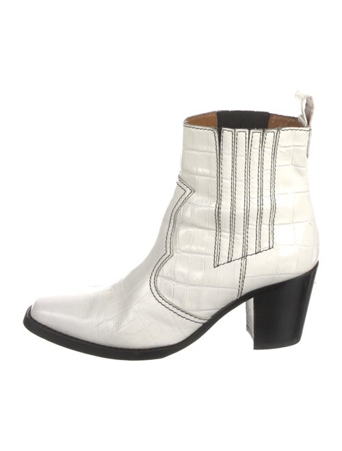 Ganni Embossed Leather Moto Boots