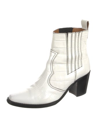 Ganni Embossed Leather Moto Boots