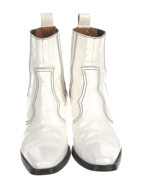 Ganni Embossed Leather Moto Boots