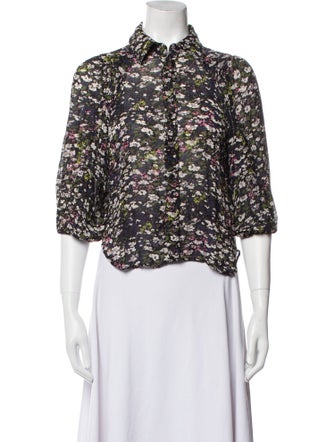 Ganni Floral Print Mock Neck Blouse