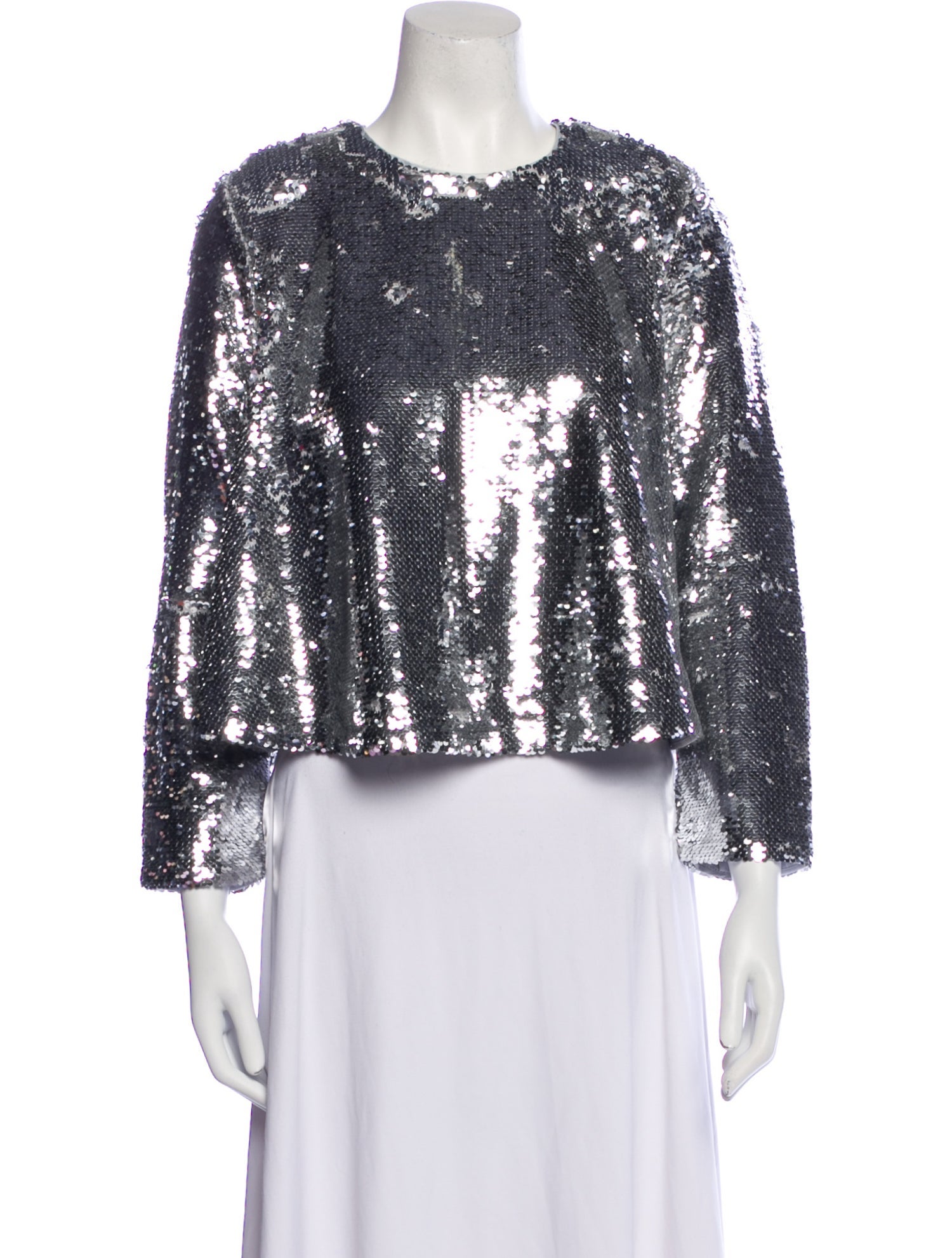 Ganni Patterned Crew Neck Blouse