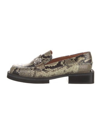 Ganni Leather Animal Print Loafers