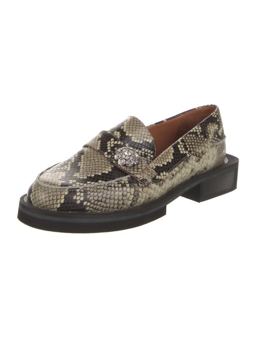 Ganni Leather Animal Print Loafers