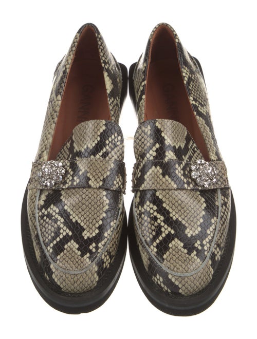 Ganni Leather Animal Print Loafers