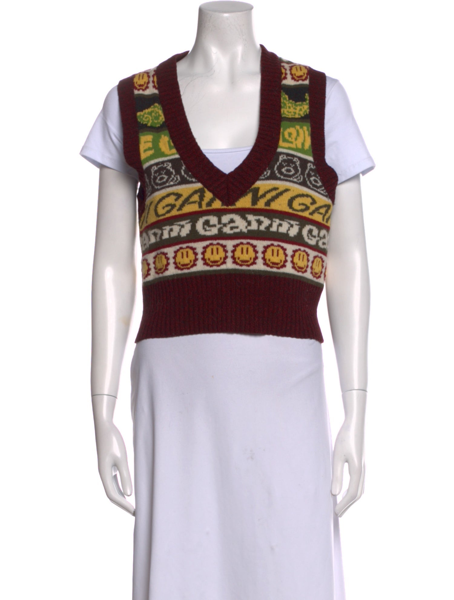 Ganni Wool Graphic Print Sweater