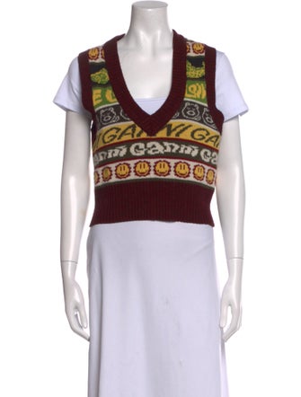 Ganni Wool Graphic Print Sweater