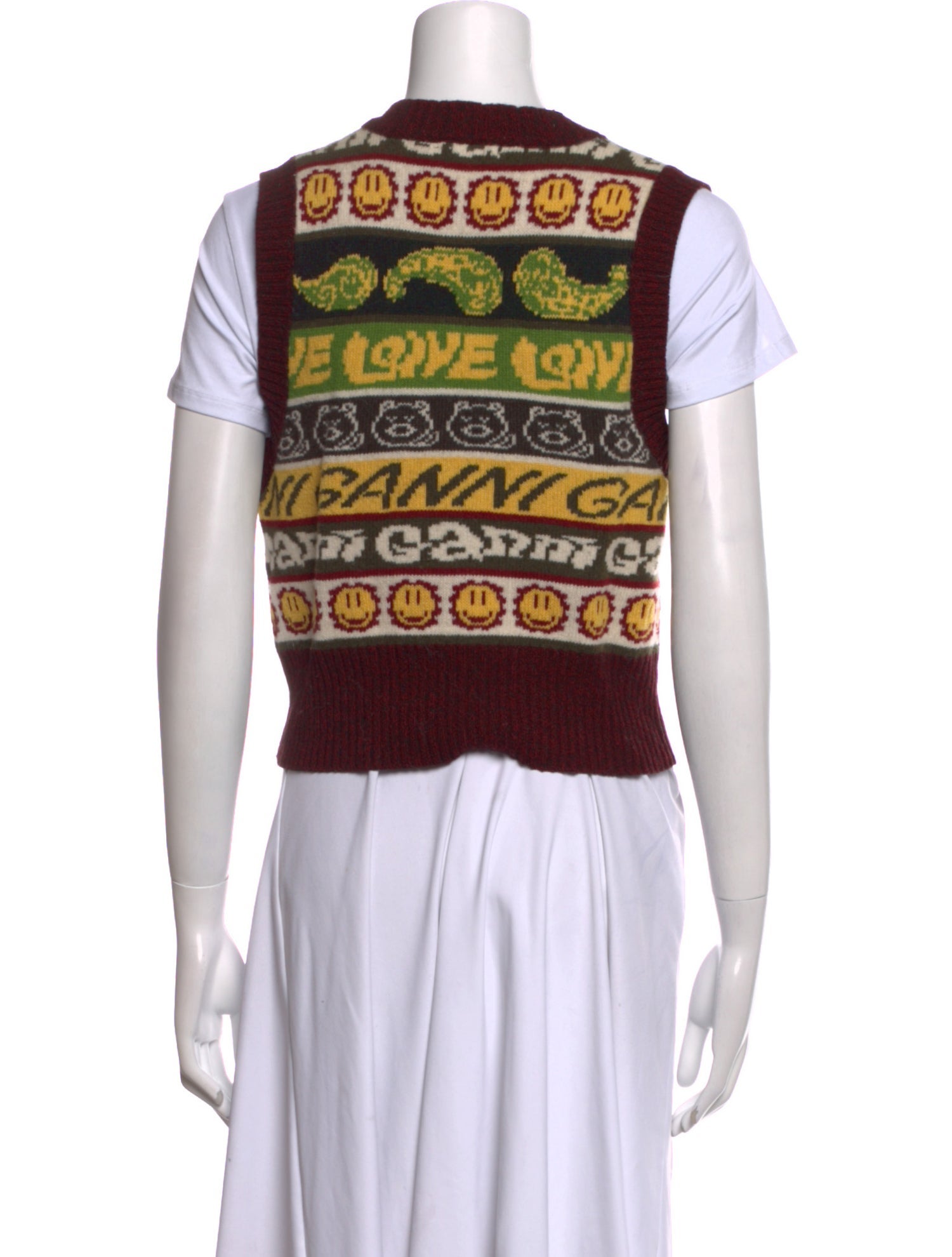 Ganni Wool Graphic Print Sweater