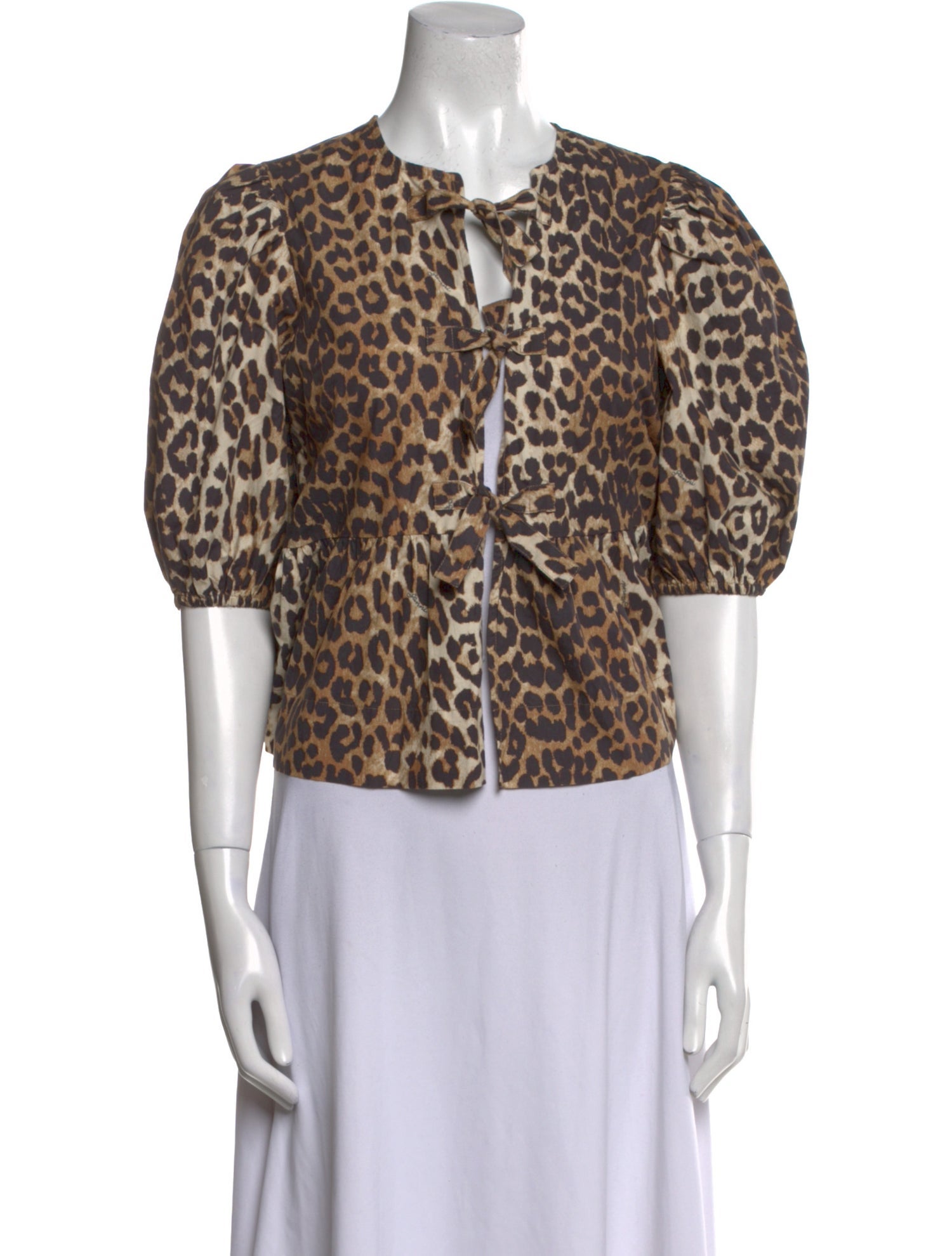 Ganni Animal Print V-Neck Crop Top