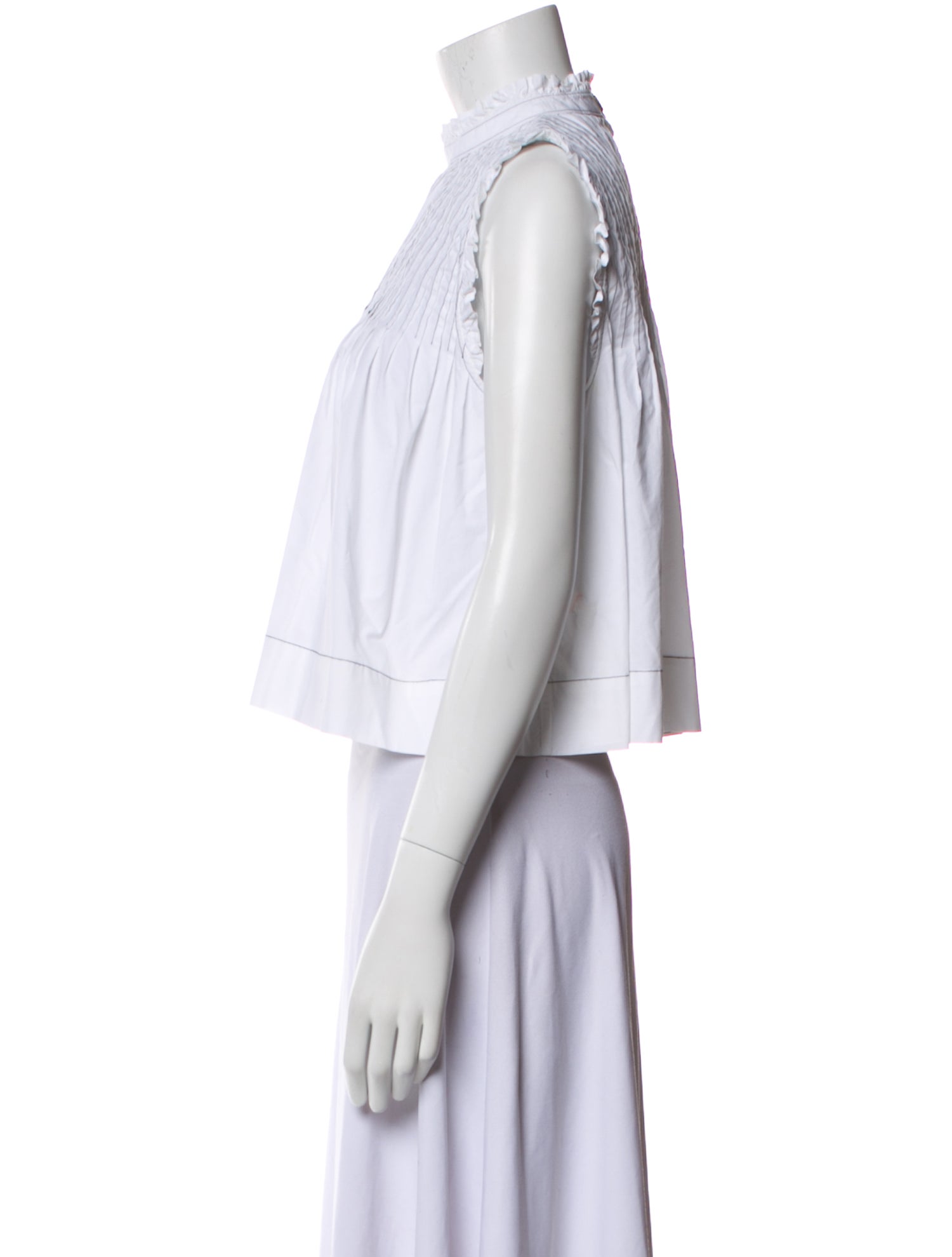 Ganni Mock Neck Sleeveless Crop Top