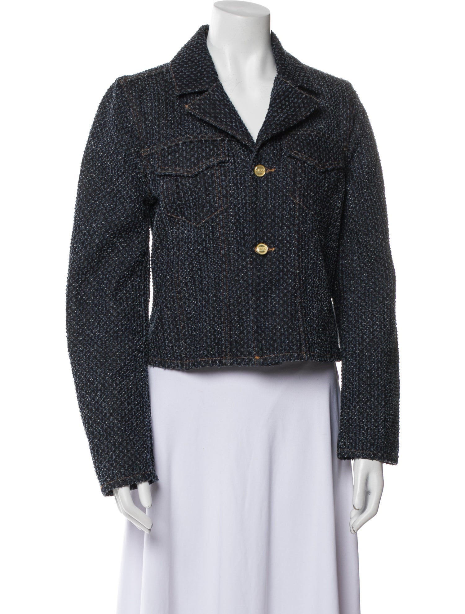 Ganni Alpaca Tweed Pattern Blazer