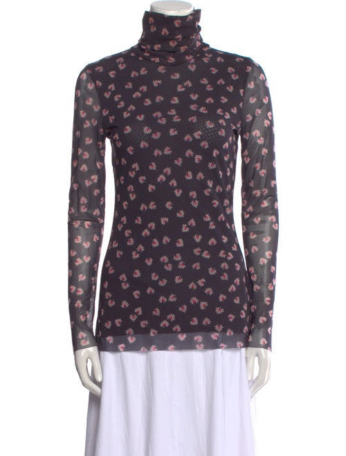 Ganni Floral Print Turtleneck Top