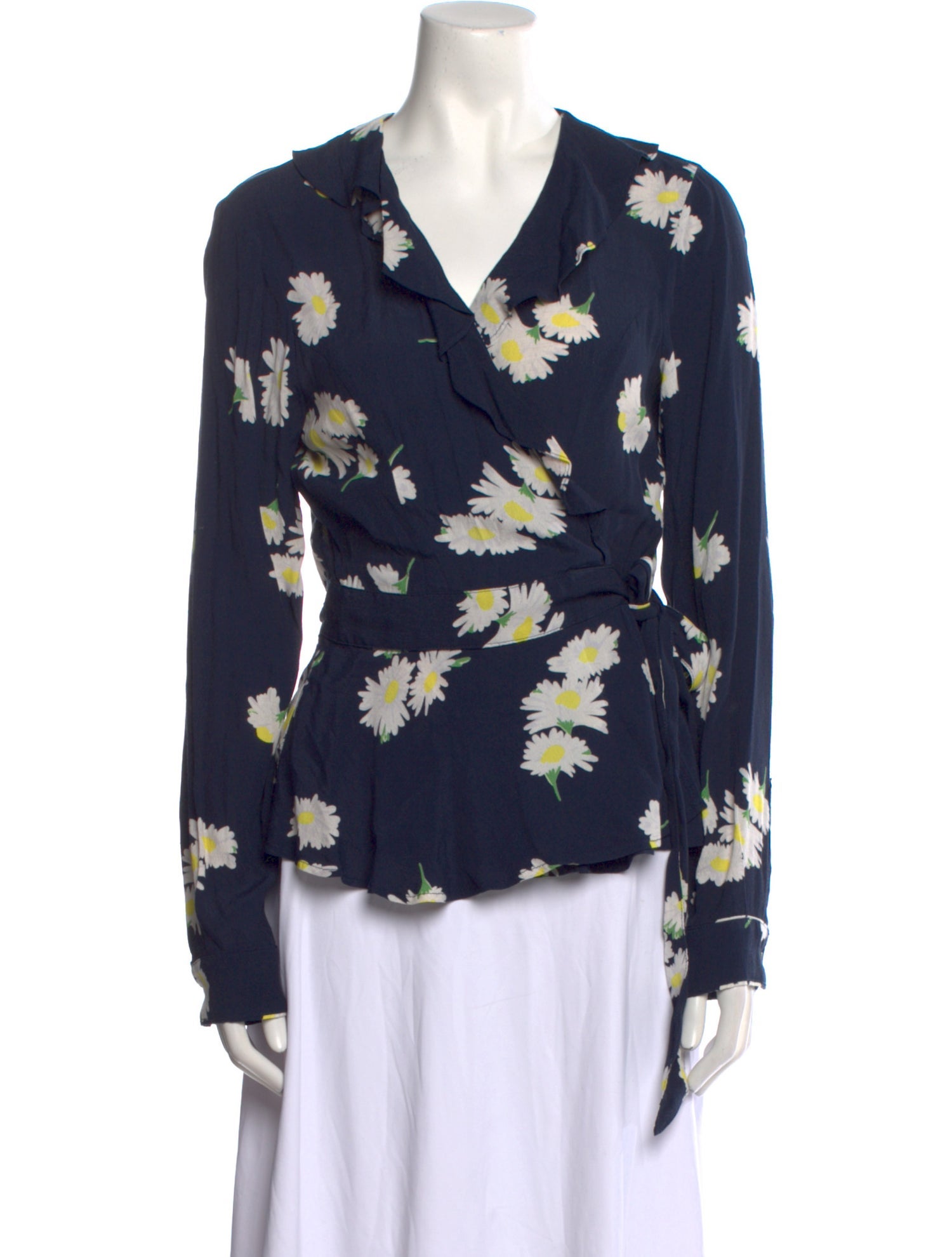 Ganni Floral Print V-Neck Top