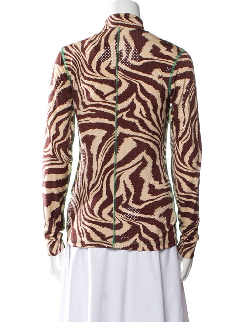 Ganni Printed Mock Neck Button-Up Top