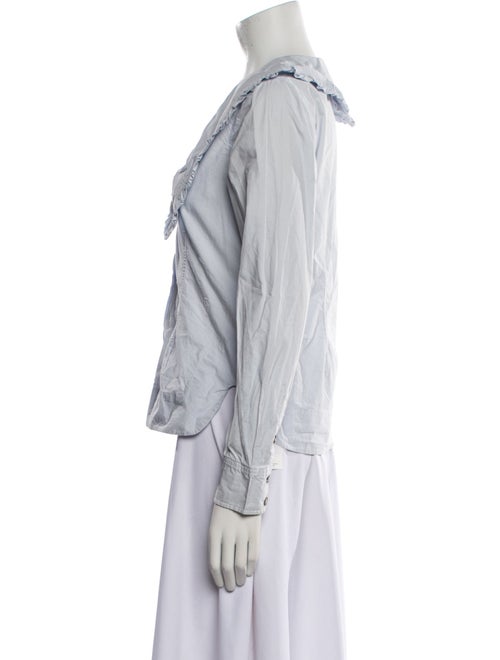 Ganni V-Neck Long Sleeve Button-Up Top