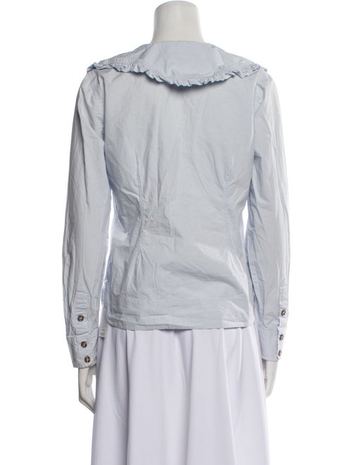 Ganni V-Neck Long Sleeve Button-Up Top
