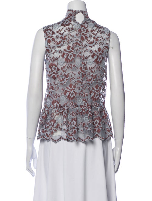 Ganni Lace Pattern Mock Neck Blouse