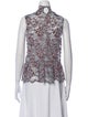 Ganni Lace Pattern Mock Neck Blouse