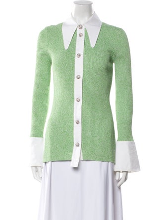 Ganni Printed Long Sleeve Button-Up Top