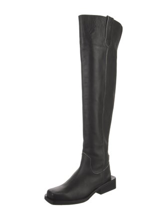 Ganni Leather Distressed Accents Riding Boots