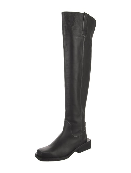 Ganni Leather Distressed Accents Riding Boots