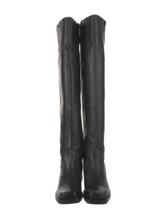 Ganni Leather Distressed Accents Riding Boots