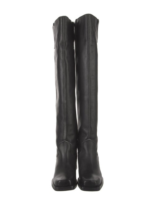 Ganni Leather Distressed Accents Riding Boots