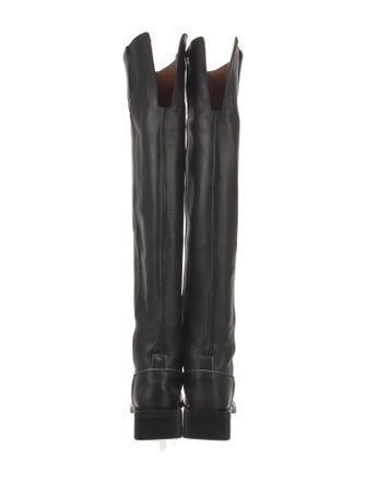 Ganni Leather Distressed Accents Riding Boots