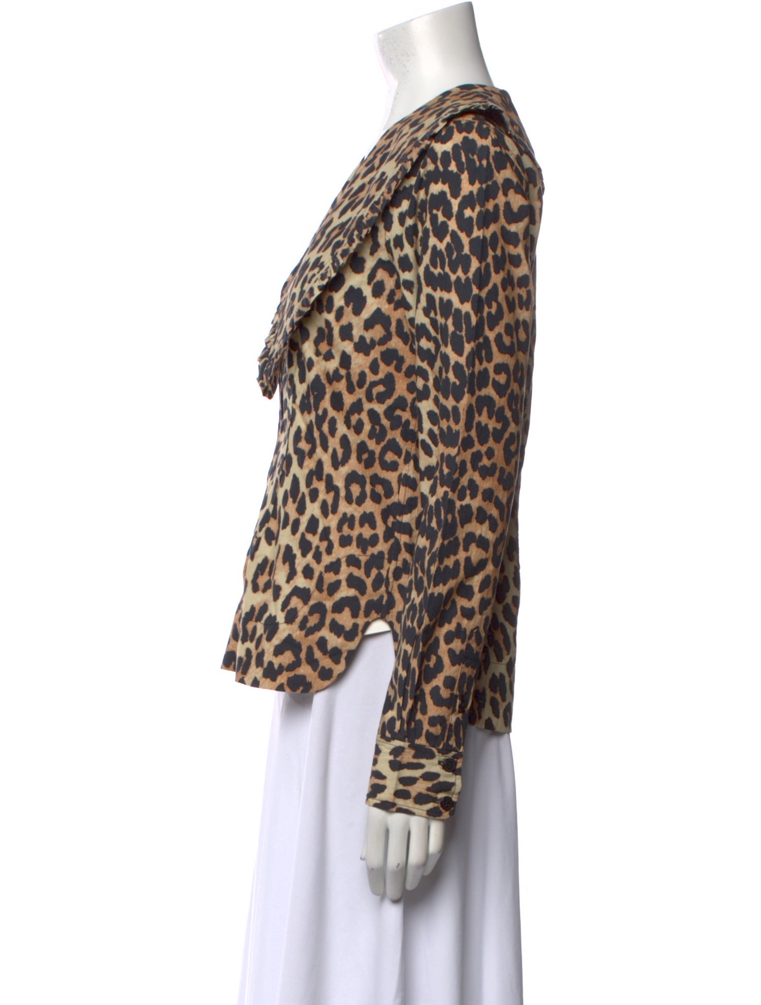 Ganni Animal Print V-Neck Polo