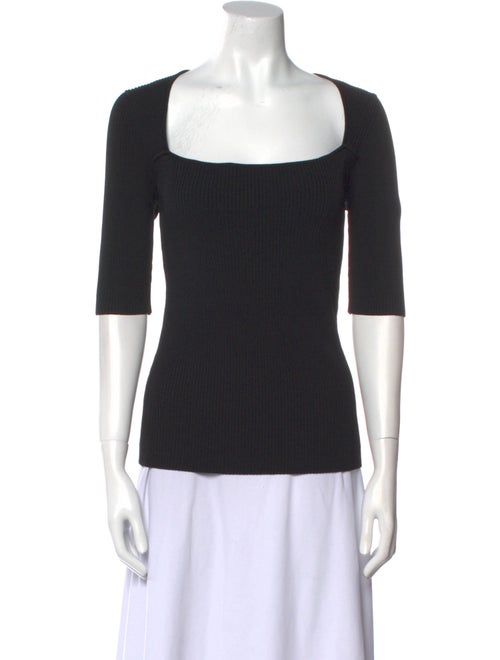 Ganni Square Neckline Three-Quarter Sleeve Top