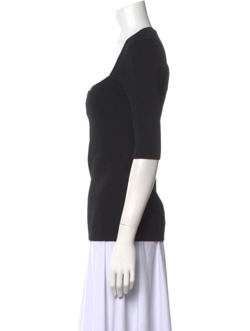 Ganni Square Neckline Three-Quarter Sleeve Top