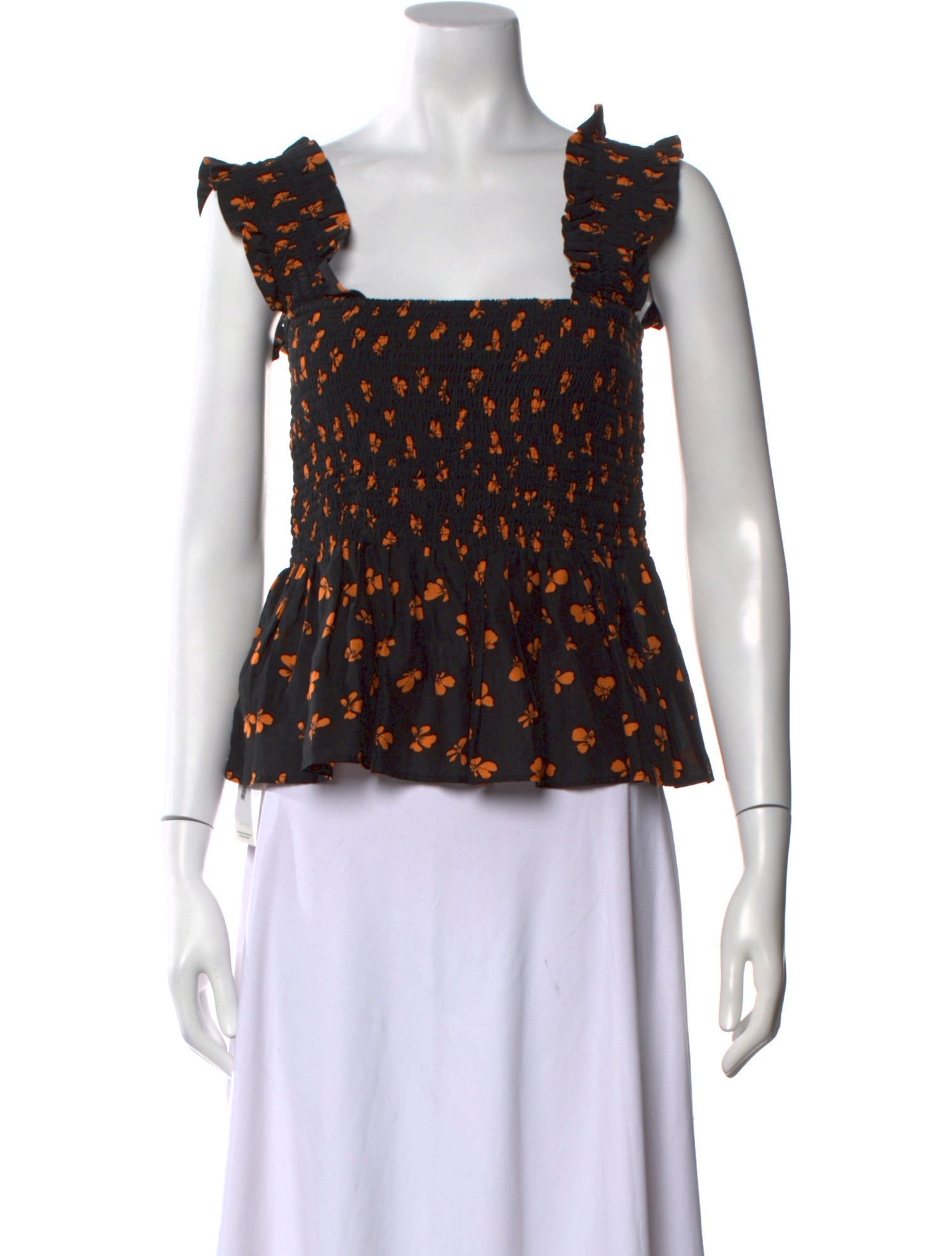 Ganni Printed Square Neckline Crop Top