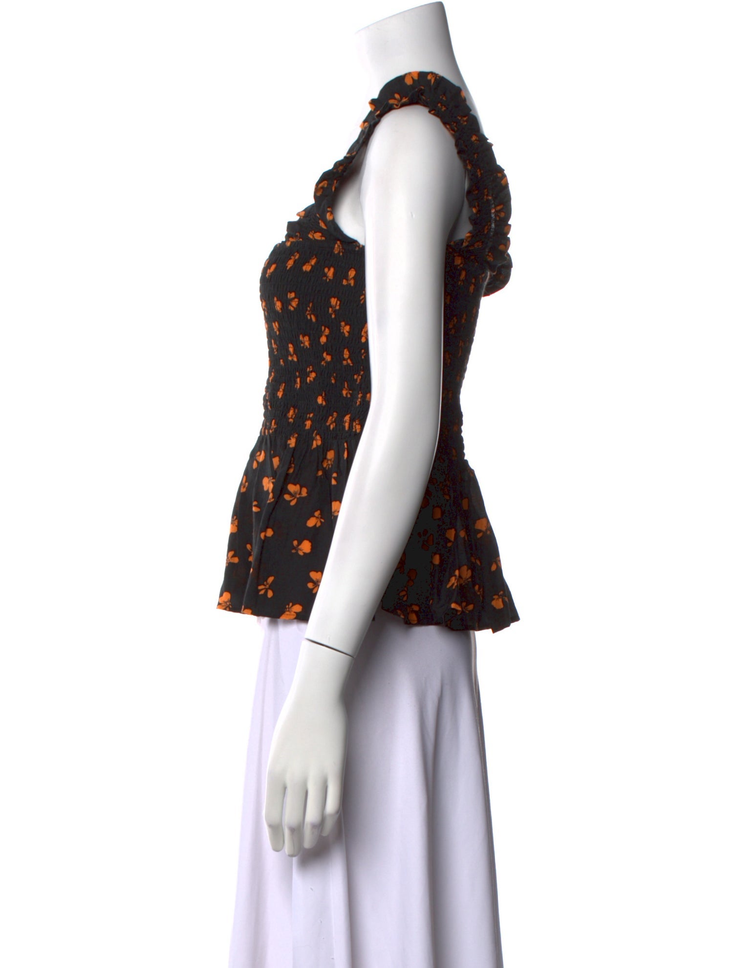 Ganni Printed Square Neckline Crop Top