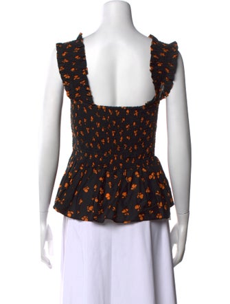 Ganni Printed Square Neckline Crop Top