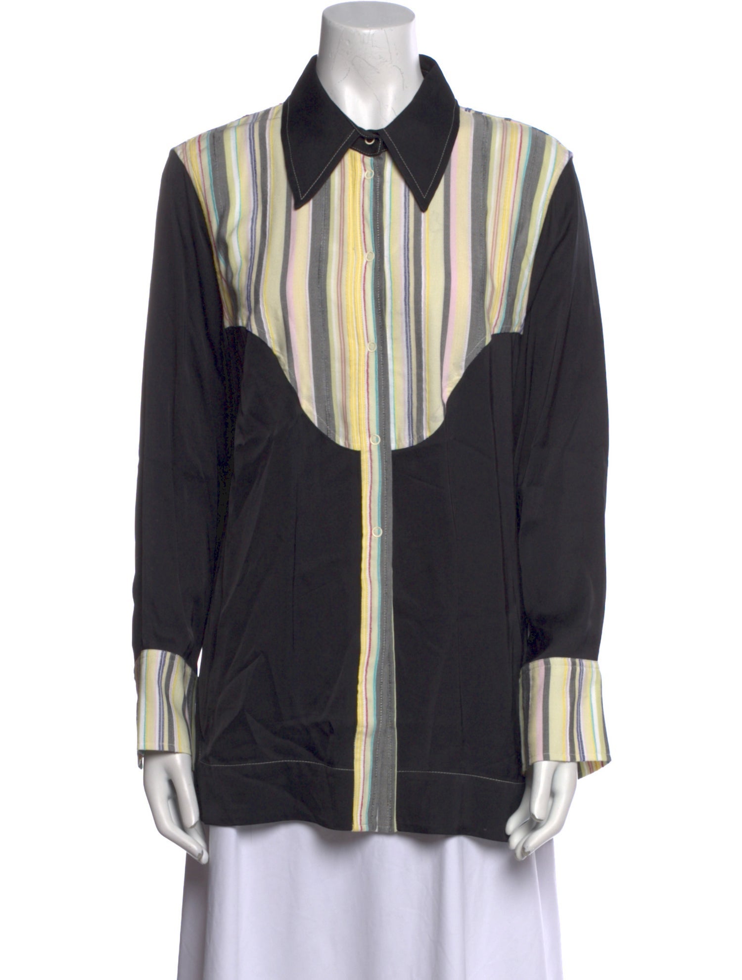 Ganni Printed Long Sleeve Button-Up Top