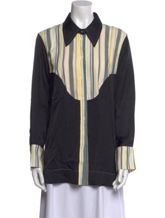 Ganni Printed Long Sleeve Button-Up Top