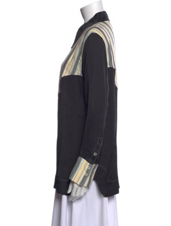 Ganni Printed Long Sleeve Button-Up Top