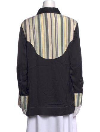 Ganni Printed Long Sleeve Button-Up Top