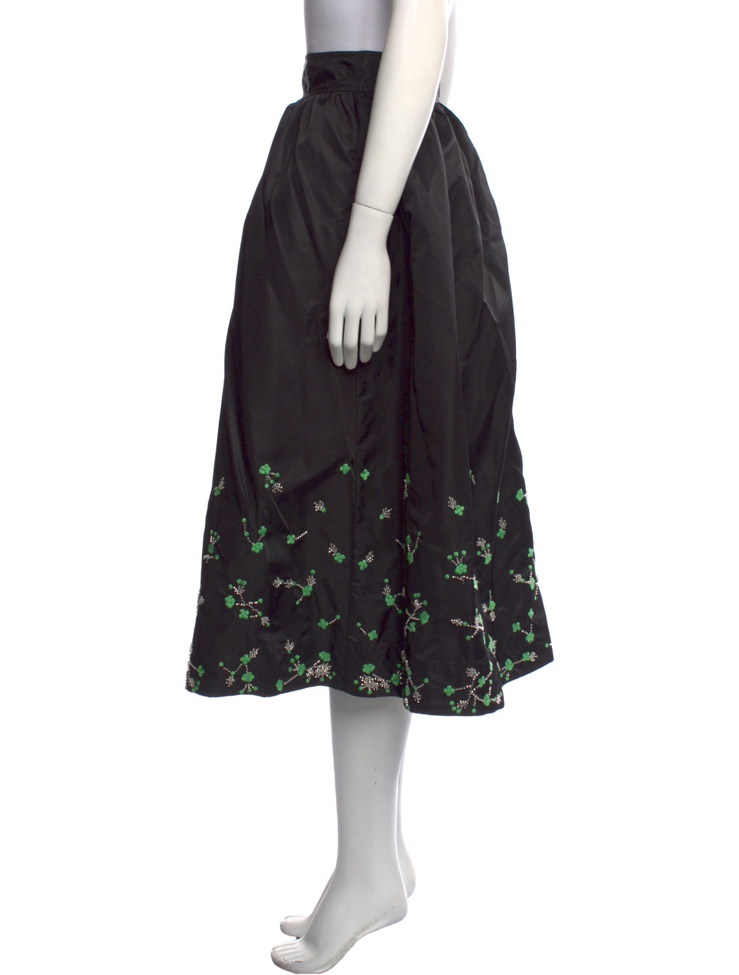 Ganni Embroidered Accent Midi Length Skirt