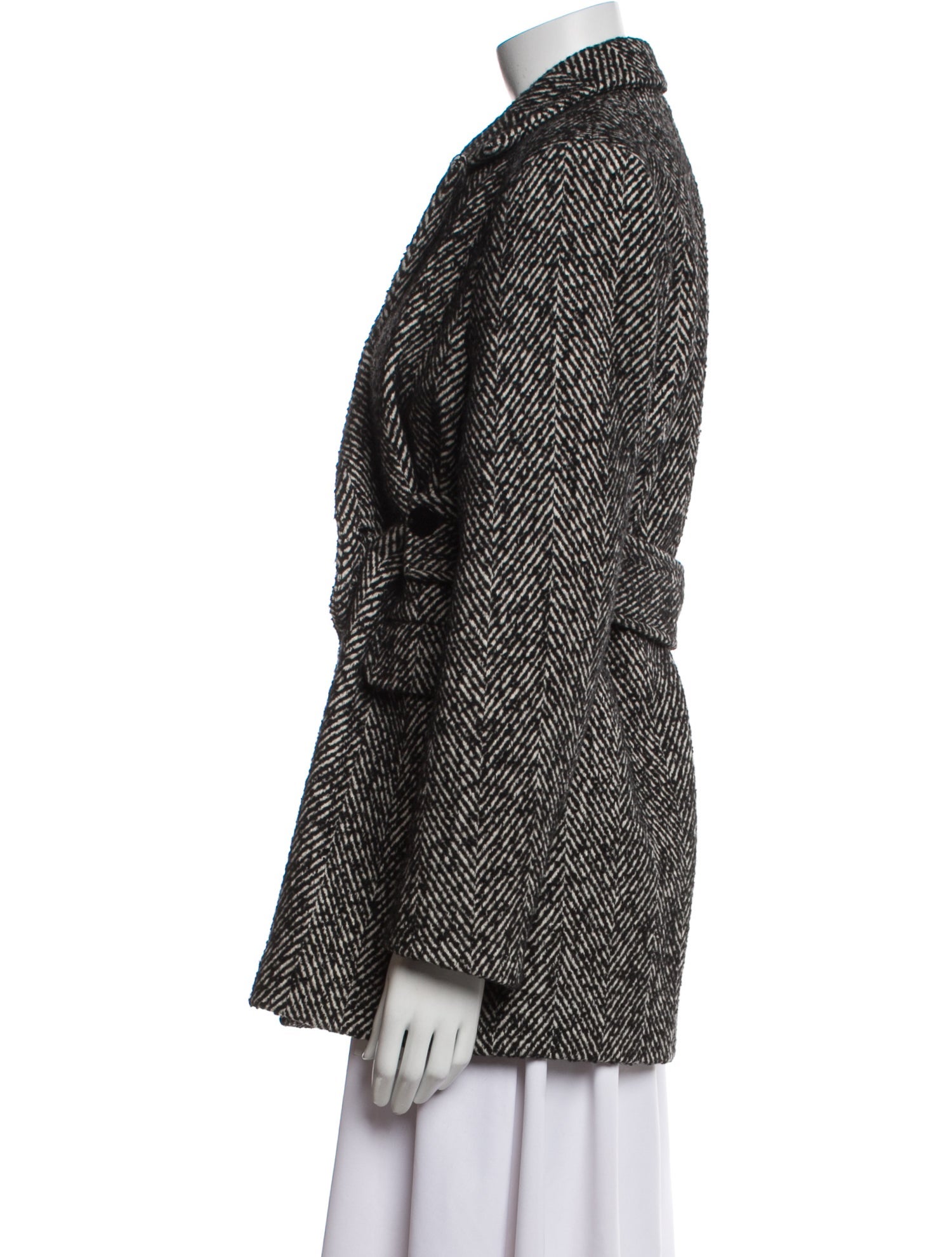 Ganni Tweed Pattern Peacoat