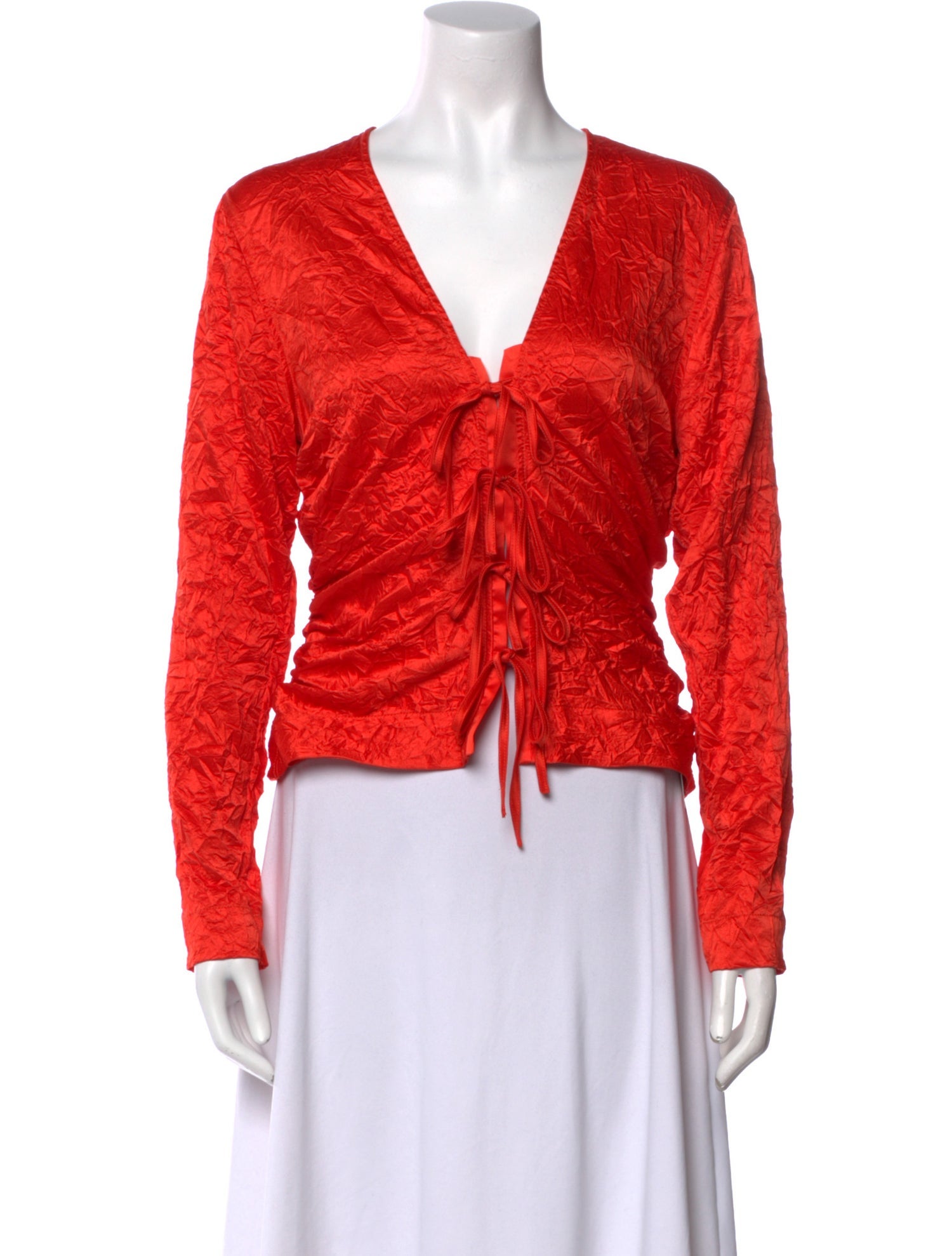 Ganni V-Neck Long Sleeve Crop Top