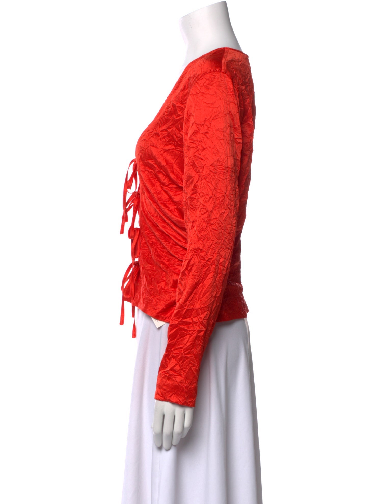 Ganni V-Neck Long Sleeve Crop Top