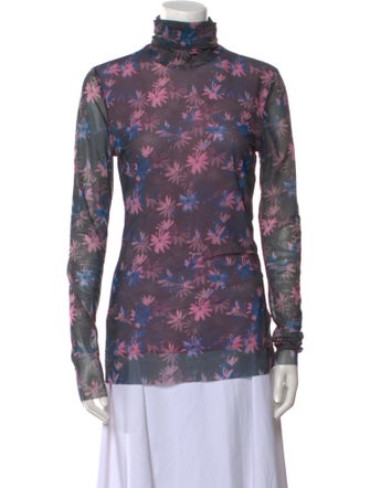Ganni Printed Turtleneck Top