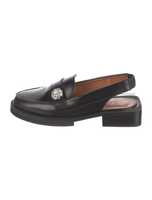 Ganni Leather Crystal Embellishments Slingback Flats