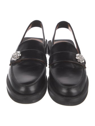 Ganni Leather Crystal Embellishments Slingback Flats