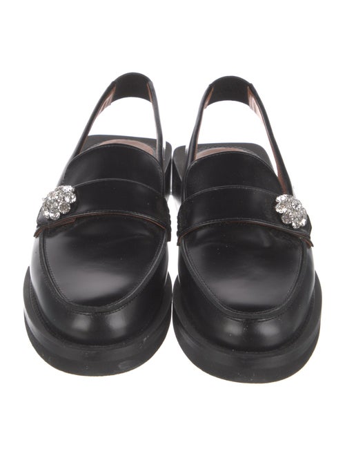 Ganni Leather Crystal Embellishments Slingback Flats