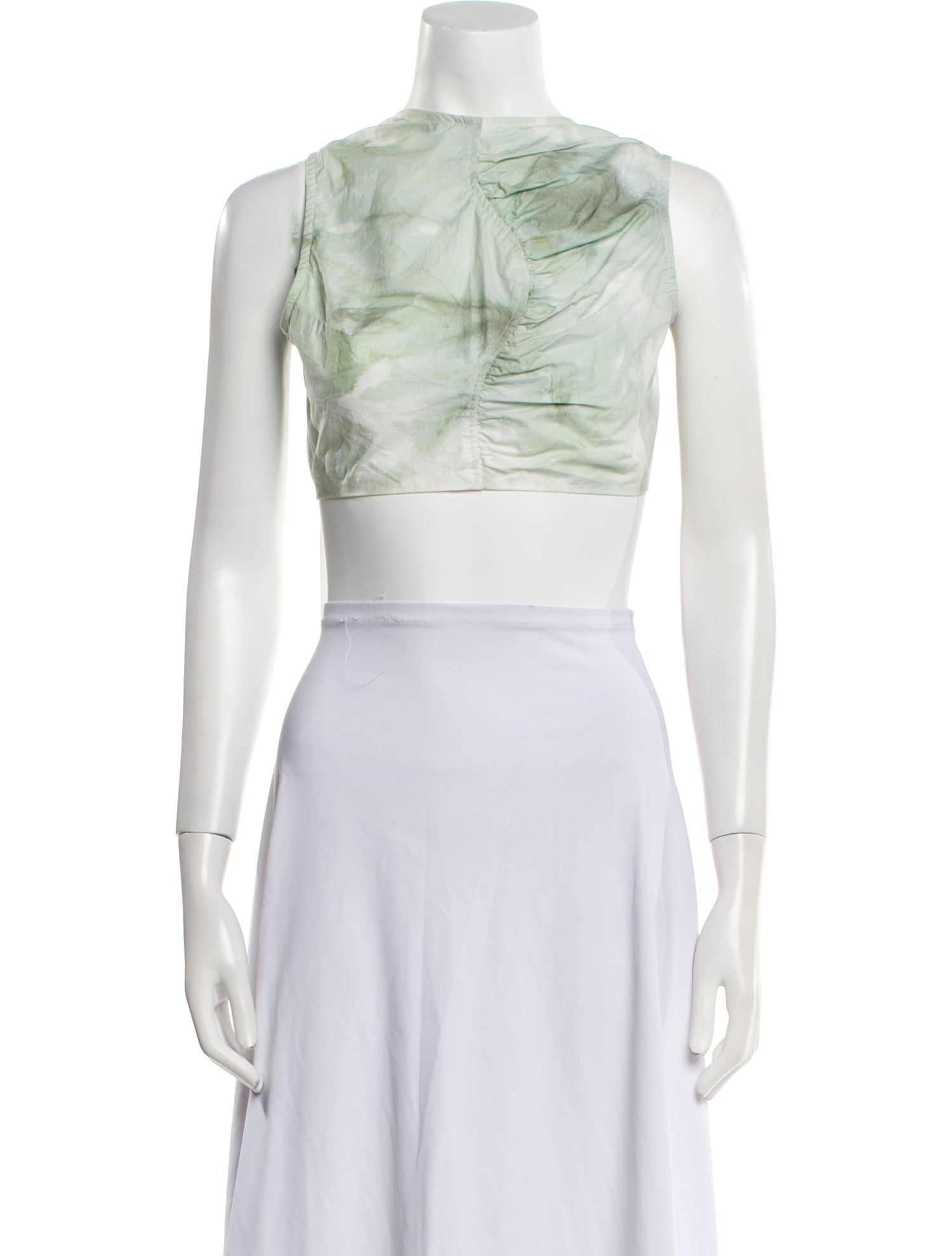 Ganni Bateau Neckline Sleeveless Crop Top